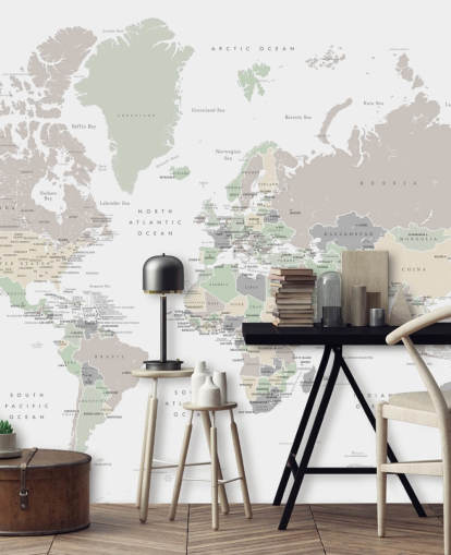 world map wall mural with capital cities in pastel colors world map wall mural with capital cities in pastel colors