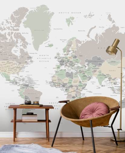 world map wall mural with capital cities in pastel colors world map wall mural with capital cities in pastel colors