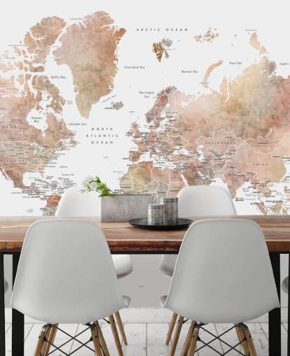 mural de pared con mapa del mundo con capitales en especias mural de pared con mapa del mundo con capitales en especias