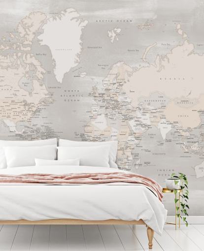 mural de mapa del mundo con capitales en color topo mural de mapa del mundo con capitales en color topo