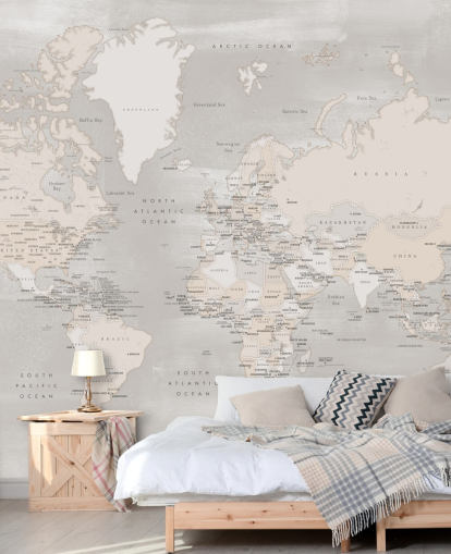 mural de mapa del mundo con capitales en color topo mural de mapa del mundo con capitales en color topo