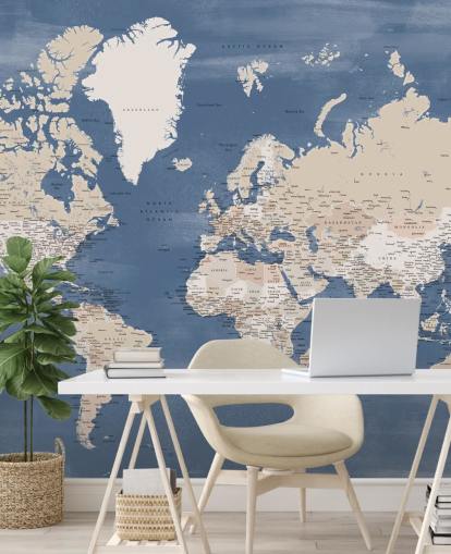 world map mural with cities and blue ocean world map mural with cities and blue ocean