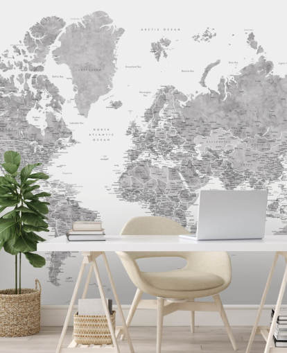 world map mural with cities in grey world map mural with cities in grey