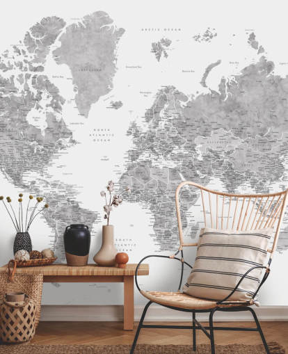 world map mural with cities in gray world map mural with cities in gray