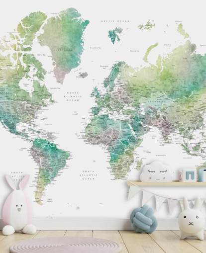 mural de pared con mapa del mundo con ciudades en tonos joya mural de pared con mapa del mundo con ciudades en tonos joya