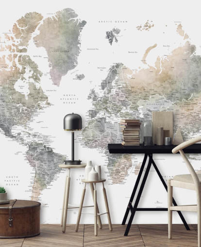 world map with cities in stone tones world map with cities in stone tones