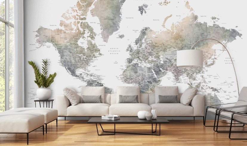 World Map Wallpaper & Wall Murals | Wallsauce UK