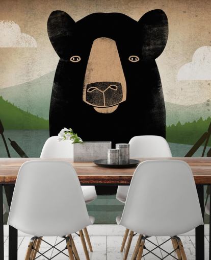 Papel Pintado Oso Negro