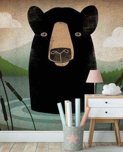 Papel Pintado Oso Negro