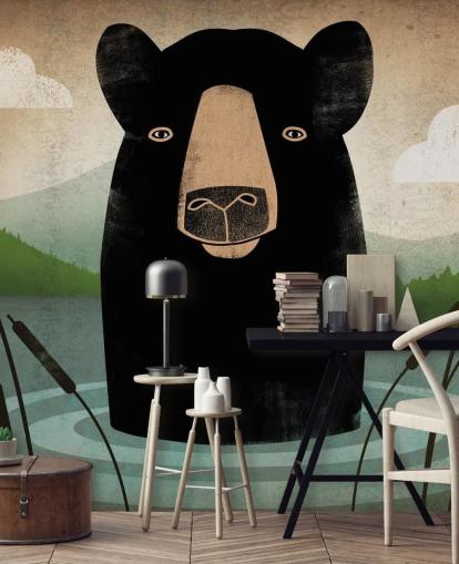Papel Pintado Oso Negro