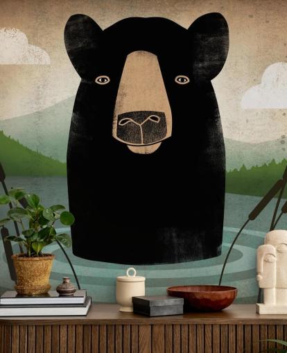 Papel Pintado Oso Negro