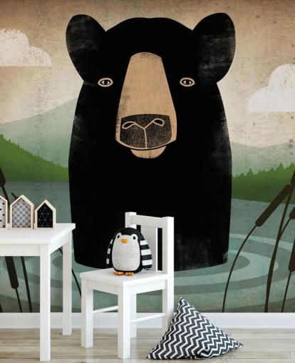 Papel Pintado Oso Negro