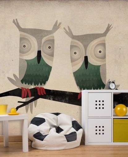Two Owls Wall Mural Two Owls Wall Mural