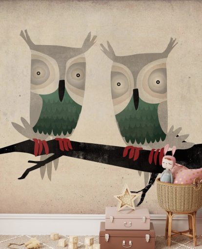 Two Owls Wall Mural
