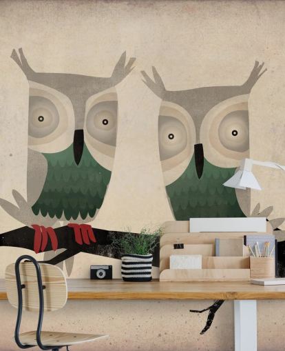 Decorazione murale con due gufi Decorazione murale con due gufi