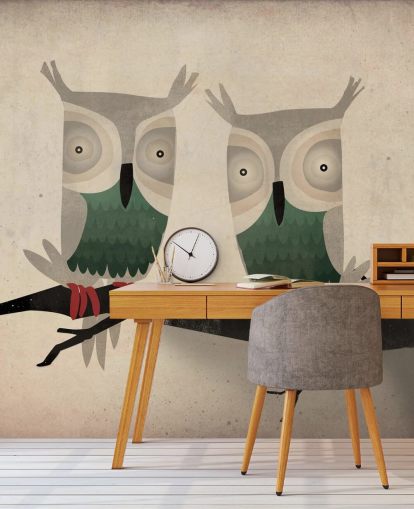 Two Owls Wall Mural Two Owls Wall Mural