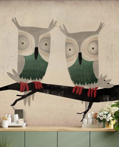 Decorazione murale con due gufi Decorazione murale con due gufi