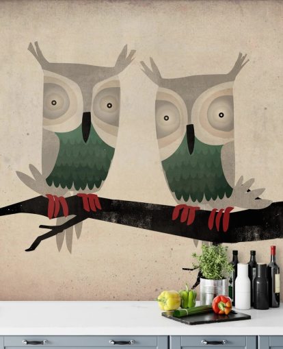 Two Owls Wall Mural Two Owls Wall Mural