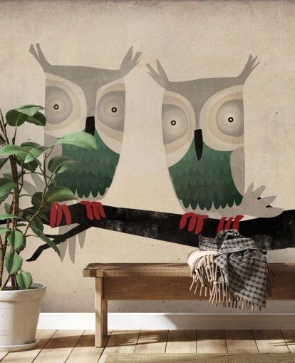 Two Owls Wall Mural Two Owls Wall Mural