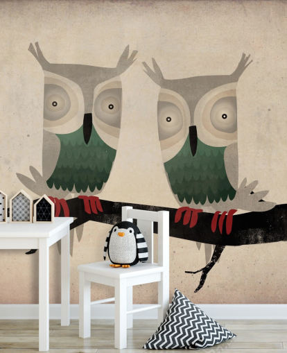 Papier Peint Fresque Deux Chouettes Papier Peint Fresque Deux Chouettes