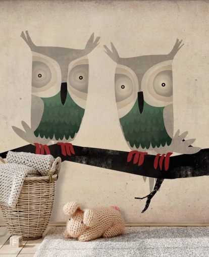 Decorazione murale con due gufi Decorazione murale con due gufi