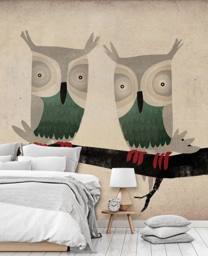 Two Owls Wall Mural Two Owls Wall Mural
