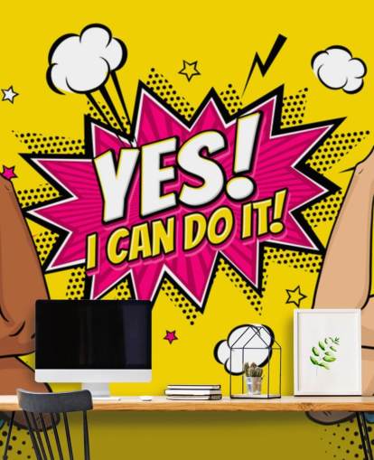 Ja! I Can Do It pop art tapet veggmaleri med to sterke kvinner Ja! I Can Do It pop art tapet veggmaleri med to sterke kvinner