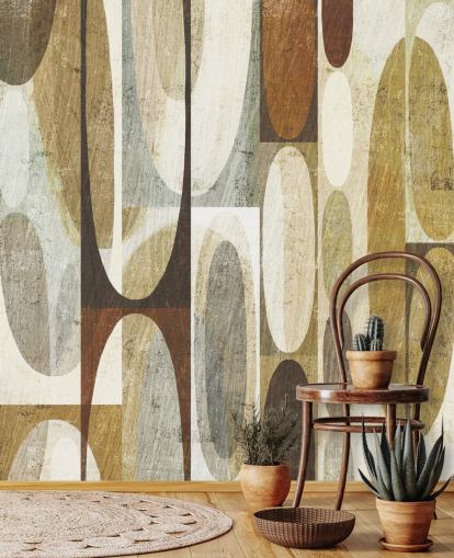 Brown Circle Abstract behang