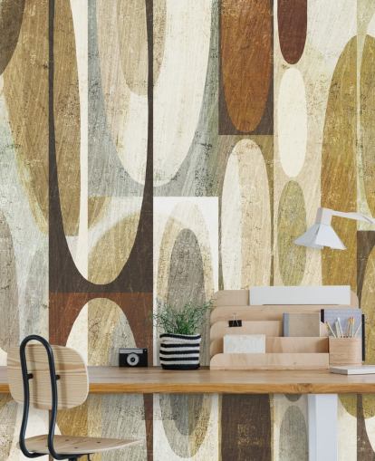 Brown Circle Abstract behang