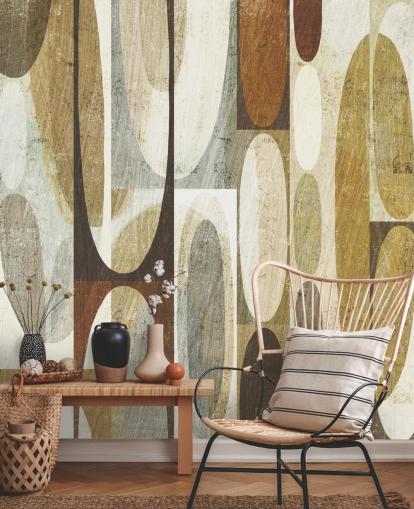 Papier peint abstrait cercle brun