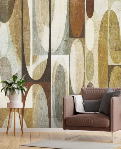 Brown Circle Abstract behang