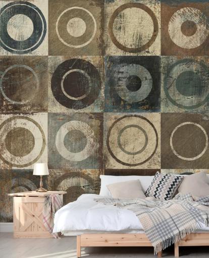 brown, cream and grey circle art wallpaper