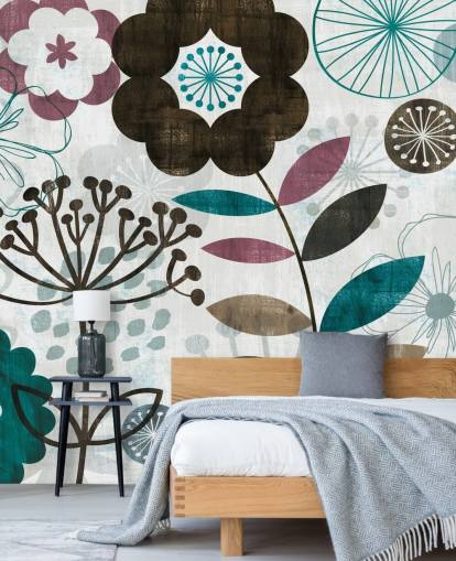 papel pintado de dibujos de flores púrpura y verde papel pintado de dibujos de flores púrpura y verde