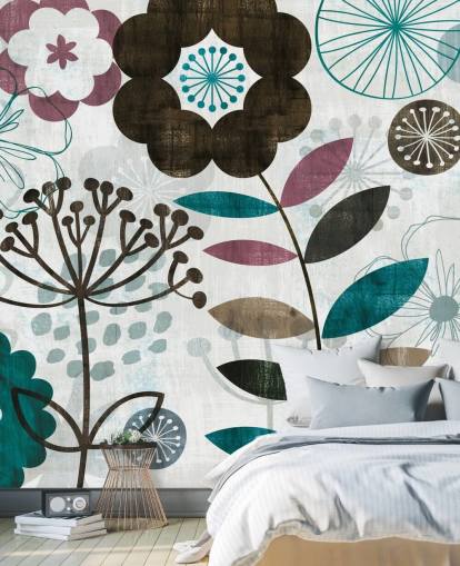 fond d'écran de dessins de fleurs violet et vert