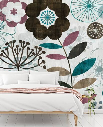 purple and green flower drawings wallpaper