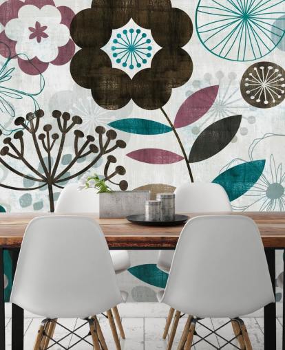 purple and green flower drawings wallpaper