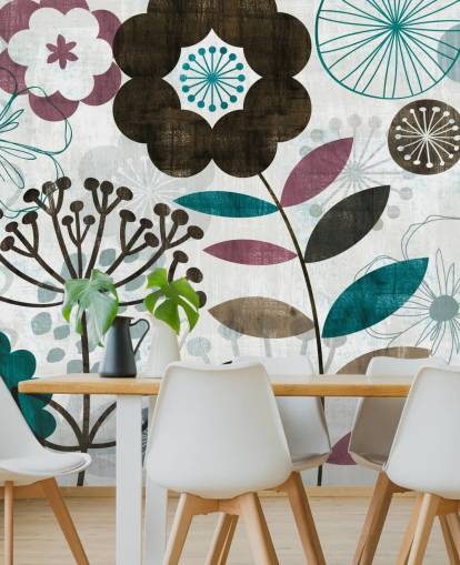 papel pintado de dibujos de flores púrpura y verde papel pintado de dibujos de flores púrpura y verde