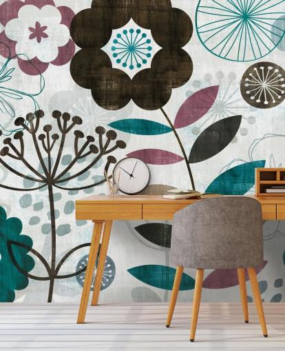 fond d'écran de dessins de fleurs violet et vert