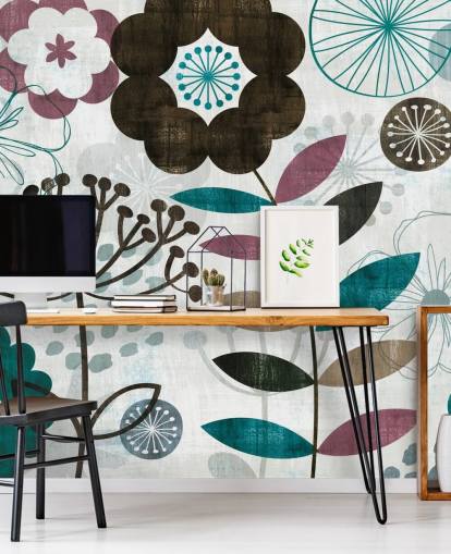 purple and green flower drawings wallpaper