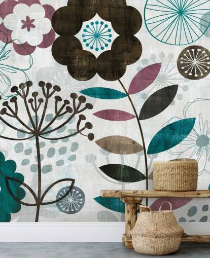 purple and green flower drawings wallpaper