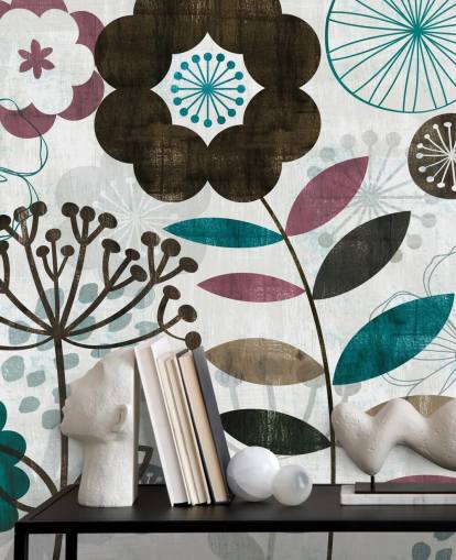 purple and green flower drawings wallpaper