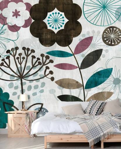 fond d'écran de dessins de fleurs violet et vert