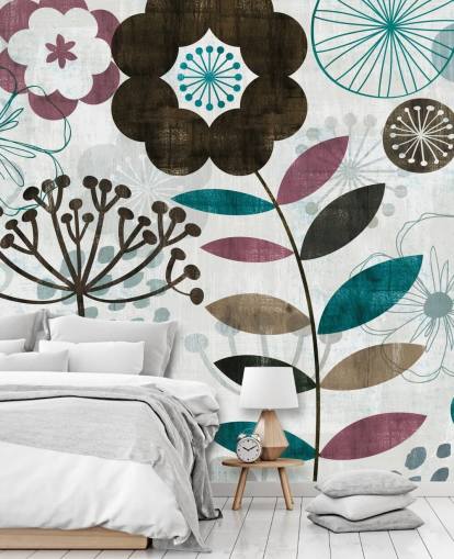 purple and green flower drawings wallpaper