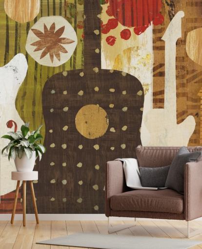 Abstracte gitaar behang