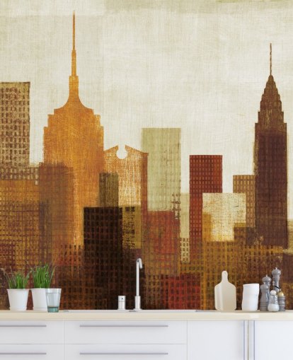 rusty colours abstract city wallpaper