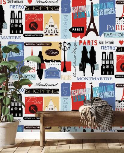 Paris Life Pattern Wall Mural