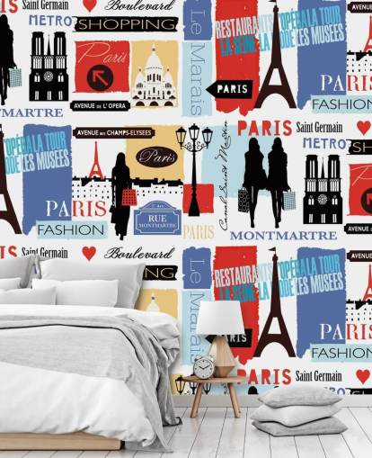 Decorazione murale con motivo a vita di Parigi