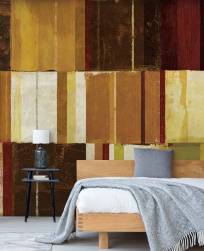 Brown, Red and Green Lined Wallpaper