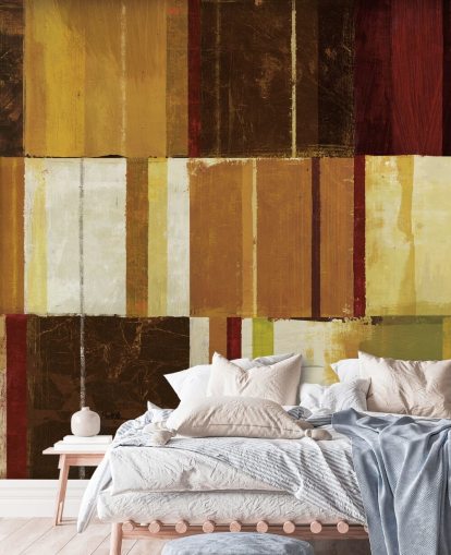 Brown, Red and Green Lined Wallpaper