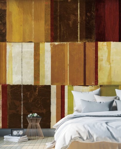 Brown, Red and Green Lined Wallpaper